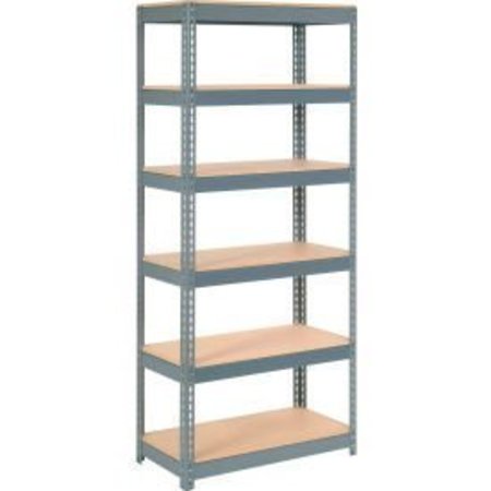 GLOBAL EQUIPMENT Extra Heavy Duty Shelving 36"W x 18"D x 96"H With 6 Shelves, Wood Deck, Gry 717368